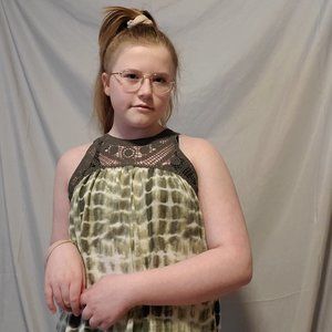 Juniors Green Lace detailing Halter Tank-top